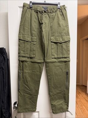 Forever 21 Olive Green Cargo Utility Pants with Zips